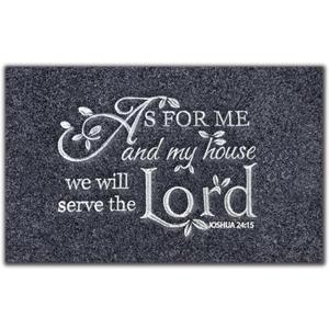 Door mat Outside Entrace,As for me and My House We Will Serve The Black Doormat,Front Funny Door Mat Rubber Backing Non Slip Welcome Mats Entryway Embroidered Doormat Indoor Outdoor Floor Mats 30*18