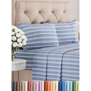 Queen Size 4 Piece Sheet Set - Comfy Breathable & Cooling Bed Sheets Set - Hotel Luxury Bedding for Women, Men, Kids & Teens - Deep Pockets, Easy Secure Fit, Soft and Wrinkle Free - Oeko-Tex - Blue Stripes 3