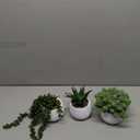 Winlyn 3 Pcs Assorted Small Potted Succulent Plants Artificial Aloe Hanging Succulent in White Geometric Concrete Ceramic Pots for Gift Party Wedding Favors Windowsill Table Shelf Indoor Outdoor Decor