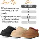 Women's Platform Slippers Comfy Mini Boots Fur Fleece Lined Short Ankle Boot Fluffy House Slippers for Indoor Outdoor (Brown)