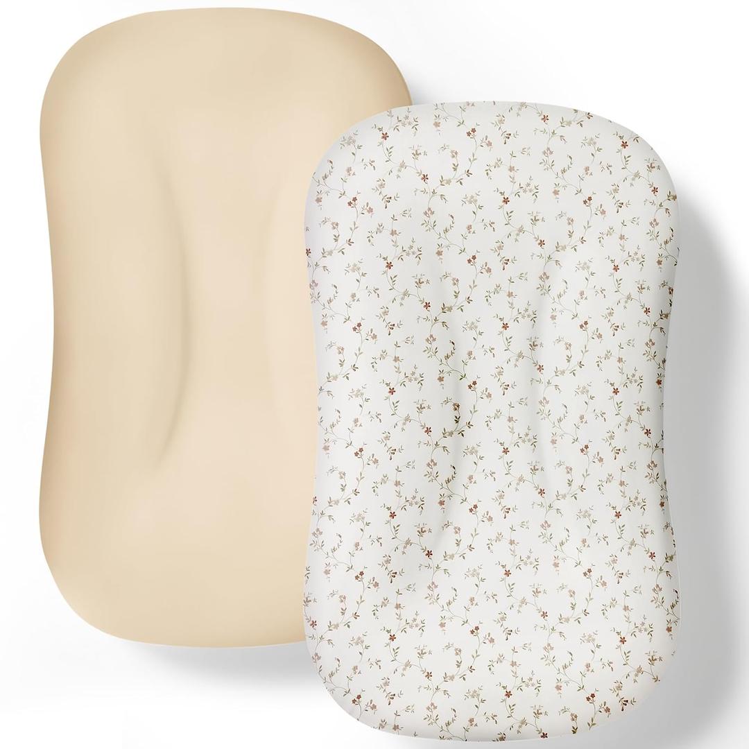 Baby Lounger Cover 2 Pack - Silky Soft and Breathable Infant Lounger Cover, Newborn Lounger Slipcover for Baby Boys Girls, Fits Cpzzkq & Most Loungers, Cover Only, White