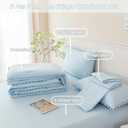 PERFEMET 5 Pieces Light Blue Queen Bed in A Bag Pom Pom Boho Bedding Set for Girls Soft Fluffy Solid Bedding Comforter Set with Sheets(Light Blue, Queen)