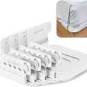 Lock Bed Sheet Straps Holder with Adjustable Height Position, Upgraded Open Corner Holders Keep Sheets Firm & Tight, No More Loose Sheets, Easy Installation (White)