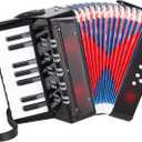kids Accordion Mini Accordion 17 Piano key 8 Bass Button Accordian Education Musical Instrument for Beginner (Black)