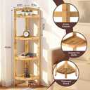 2026 New Bamboo Standing Shelf, 4 Tier Corner Shelf Stand, Free-Standing Shelf Units, Triangular Curved Corner Shelf Stand for Space-Saving Display Ideal for Bathroom/Kitchen/Living Room Storage
