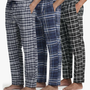 Real Essentials 3 Pack: Men's Soft Cotton Flannel Pajama Pants PJ Lounge Bottoms Elastic Waist Pockets (Big and Tall)
