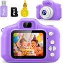Kids Camera for Girls, 1080P HD Digital Camera with 32GB SD Card, 8MP Sky Purple Camera Toy for 3-12 Year Old Girls, Birthday Gift with 6 Filters, 20 Frames Video (Light Purple)