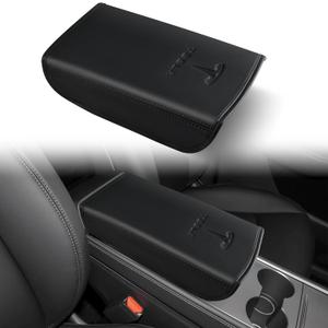 Center Console Leather Armrest Cover Designed for Tesla Model 3 2017-2023/Model Y 2020-2025(Not for Model Y Juniper),Center Console Accessories for Tesla Model 3/Y Interior Accessories Black