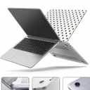 Seorsok Compatible with MacBook Air 13 Inch Case 2022 2021 2020 2019 2018 Release A1932 A2179 M1 A2337 Touch ID,Elegant Leather Plastic Hard Shell Case & Keyboard Cover,Black Polka Dots Design,White