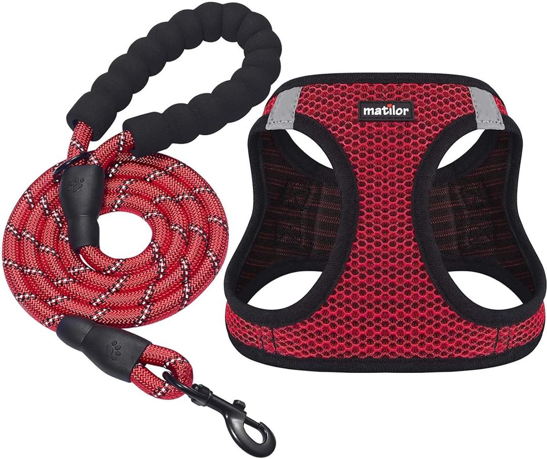 Dog Harness Step-in Breathable Puppy Cat Dog Vest Harnesses for Small Medium Dogs Red (M (Chest 13.5''-16.5'', Weight 10-15 lb))