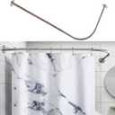 Tanxih Corner Shower Curtain Rod Adjustable Stainless Steel L Shaped Rack Drill Free Install for Bathroom, Bathtub, Clothing Store (35.5"-51.2" x 35.5"-51.2")