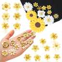 Hotop 60 Pcs Graduation Cap Gold Flower Embellishments Faux Mini Flowers Flat Back Decorations for Grad Cap Topper DIY Craft Art Decor