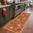 Runner Rug, Floral Rug, Long Rug for Hallway Kitchen,2'x 8',Orange