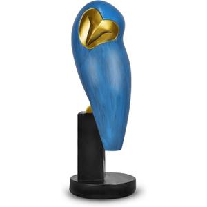 Owl Statue for Home Decor Accents, mid Century Modern Decor, Vintage Owl Figurines Gifts for Birds Lover, Handmade Vintage Sculptures for Living Room, Home, Office (Blue)