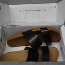 DREAM PAIRS Women's Open Toe Slides Sandals Comfortable Arch Support Footbed Two Strap Slip-on Fashion Casual Beach Vacation Lightweight Flat Sandals Summer for Women,Size 8,Black,SDSS26003W