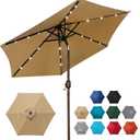 Blissun 7.5 ft Solar Umbrella, 18 LED Lighted Patio Umbrella, Table Market Umbrella