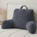 NOONTIDE Reading Pillow with Top Handle,Uniquely Designed Soft Fabric, Ergonomic Back Support for Bed,Cover Washable Sit up Pillow,Watching TV/Gaming/Relaxing(Grey) (Large)