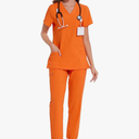 COZYFIT Scrubs for Women Set - Stretch V-Neck Scrub Top & Jogger Pant with 8 Pockets L