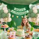 Sage Green Birthday Decorations With Banner, Triangle Flag, Sage Sand Gold Balloons, Love Star Foil Balloons With Stickers And Cake Topper For Party Decorations