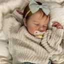 RXDOLL 20 Inch Asleep Reborn Baby Dolls Silicone Full Body Handmade Lifelike That Look Real Life Realistic Newborn Baby Doll Girl Soft Vinyl Toy Gifts for Kids Age 3+ (Beige Outfit-Vinyl Loulou Girl)