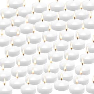 50 Floating Candles, Smoke-Free and odorless, Burning continuously for 5-6 Hours, White, 2-inch Floating Candles, Suitable for Valentine's Day, Weddings, Holidays, Home Decoration