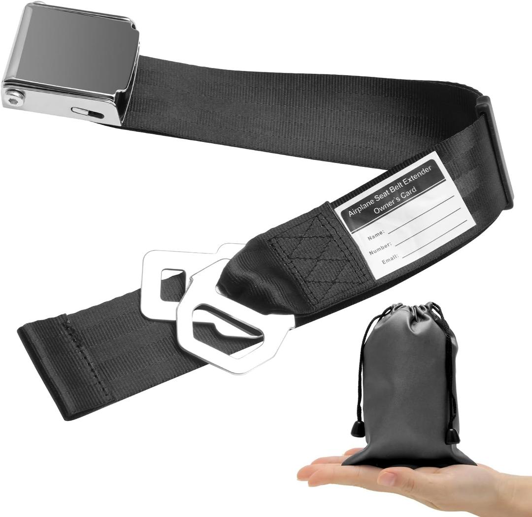 2 in 1 Airplane Seat Belt Extender, Coolrunner Adjustable 7-32" Airplane Seatbelt Extender - FITS ALL Airlines - Free Carrying Case (black)