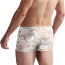Men's Lace Boxers Underwear Seamless Lace Design with Low Waist Sexy and Comfortable Mens Under Panties (White)