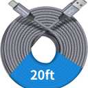 Baiwwa Extra Long USB C Cable 20ft, USB A to Type C Cable Charger Cord Premium Nylon Braided for iPhone 16 15 Series Samsung Galaxy Note Tab, Moto, LG, Pixel and More USB C Smartphone & Tablet (Grey)