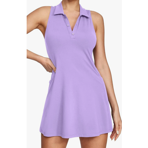 IUGA Tennis Dresses for Women Golf Dress with Shorts Underneath Built-in Bra Workout Exercise Athletic Dress with Pockets, S