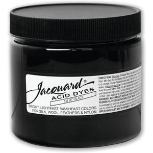 Jacquard Acid Dye - Jet Black - 8 Oz Net Wt - Acid Dye for Wool - Silk - Feathers - and Nylons - Brilliant Colorfast and Highly Concentrated