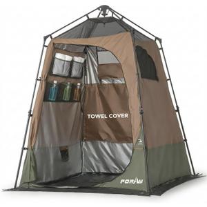 PORAYHUT Camping Shower Tent, 86.6" Extra Tall Privacy Tent for Outdoor Toilet & Changing,30s Instant Setup Portable Room with 20L Solar Shower Bag,UV Protection,Heavy Duty for Beach Hiking, 63" X 63" X 86.6"