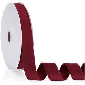 Pack of 2 Burgundy Velvet Ribbon Double Faced 1 inch Continuous 20 Yards Use for Christmas Tree Ornaments, Gift Wrapping, Wreath Decoration, Wedding Boutonnieres, Handmade Crafts Bow Making