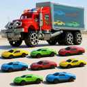 9 in 1 Car Toys for Kids 3-6, Truck with 8 Animal Toys, Birthday Gifts for 3 4 5+ Year Old Boy, Transport Carrier Truck for Toddlers 3-6 Years, Travel, Xmas Gift