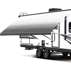 RV Awning Fabric Replacement, Heavy Duty 16.2oz Vinyl Fabric Camper Awning Replacement, Universal Replacement RV Awnings for Camper, Trailer, Motorhome (Charcoal Fade, 11' (Fabric 10'2"))