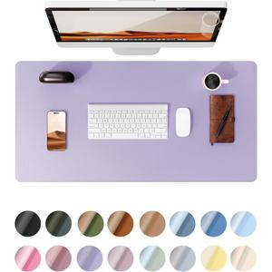 YSAGi Leather Desk Protector, Office Mat, Large Mouse Mat, Non-Slip PU Leather Blotter, Laptop Pad, Waterproof Writing Pad for Office and Home (Light Purple, 23.6" x 13.8")