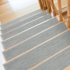 SMILOOL Stair Treads Non Slip for Wooden Steps Indoor 9" x 36" 15 Pack Extra Wide Stair Tread Carpet Stairs Runner, Step Pads with Reusable Adhesive for Dogs Kids Elders, Machine Washable, Light Grey
