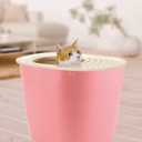 Richell PAW TRAX Top Entry Cat Litter Box, Hooded Cat Litter Pan, Enclosed Litter Box, Salmon Pink