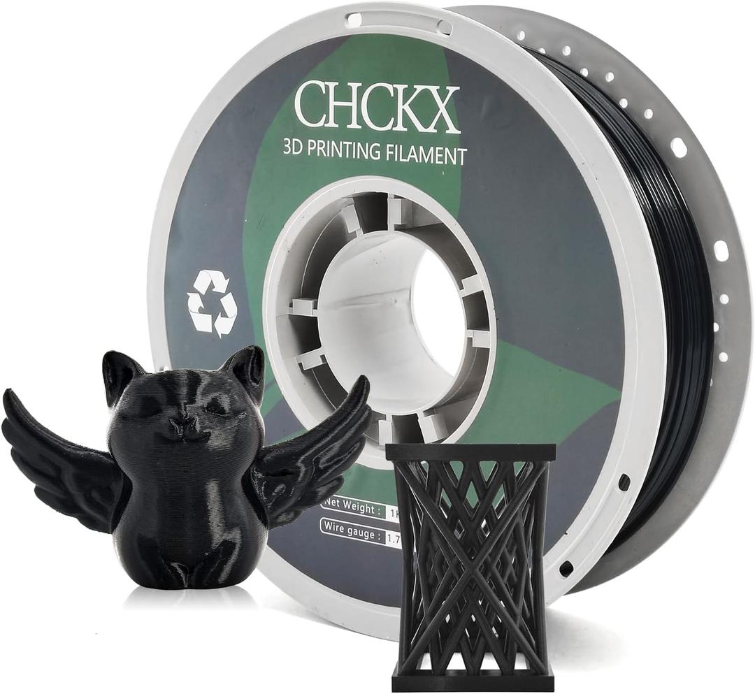 PETG 3D Printer Filament, Dimensional Accuracy +/- 0.03 mm, 1kg Spool(2.2lbs), 1.75 mm Fit for Most 3D Printers, Black