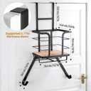 Ironing Board Hanger Wall Mount, Over the Door Iron Board Holder, Wooden & Metal Laundry Room Organizer, Anti-Slip Fence Design, Fits T/Y-Leg, Black