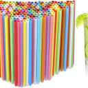 [1000 Pcs] Colorful Disposable Drinking Plastic Straws - Long Cocktail Bar Bulk Straws(8.2" longX0.23" Diameter)