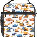 Excavators Trucks Lunch Box - Insulated Lunch Bags for Boys/Girls/Women/Men Detachable Handle Lunchbox Meal Tote Bag