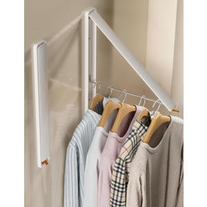 Dr.DJ Clothes Drying Rack, Wall-Mounted Retractable & Foldable Clothes Hanger for Laundry Room Organization and Storage, Clothes Hanger Rack for Dorm, Closet, Balcony(1 Pack, White)