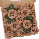 N&T NIETING Artificial Flowers Light Brown Roses, 50 Pcs Faux Flowers Fake Flowers Perfect for DIY Wedding Bouquets Centerpieces Birthday Party Home Flower Arrangement Decorations Fall Flowers