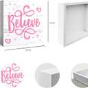 Wooden Box Signs: Believe, Merry Christmas, Perfect Pink & Red Decorations - 5x5 Inch, Great Gifts for Her