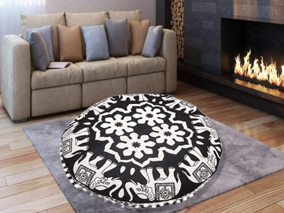 My Dream Carts Floor Cushion “Cover Only” Truly One Of A Kind Seating Seat Cushions Covers Round Boho Mandala Decor Throw Pillows Meditation Pouf Foot Rest Stool (22” Pillow Cover Only, Without Filler