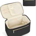 Wandering Nature Large Makeup Bag, Travel Make Up Organizer Cosmetic Brush Bags Case for Women in Fabric,Black,Patent Pending