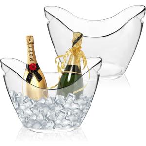 2 Pack Ice Bucket - 4L Clear Acrylic Ice Buckets for Parties, Mimosa Bar Supplies Beverage Tub for Champagne Beer Sparkling Wine Cocktails