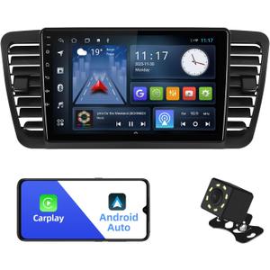 2+32G Android 12 Double Din Car Stereo for Subaru Legacy Outback 2005-2009 with 9 Inch Touchscreen Radio Built-in Wireless Carplay/Android Auto/GPS/Bluetooth/FM/Steering Wheel Control/Backup Camera