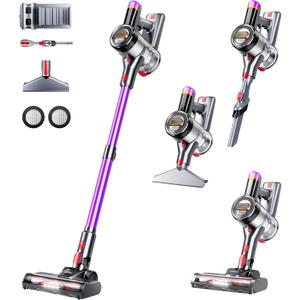 VIAFLY Cordless Vacuum Cleaner, 500W 40Kpa 60Mins Vacuum Cleaners for Home, Self-Standing Stick Vacuum with LDE Display, Wall Mount Charging, Anti-Tangle Wireless Vacuum for Carpet Pet Hair Hardfloor