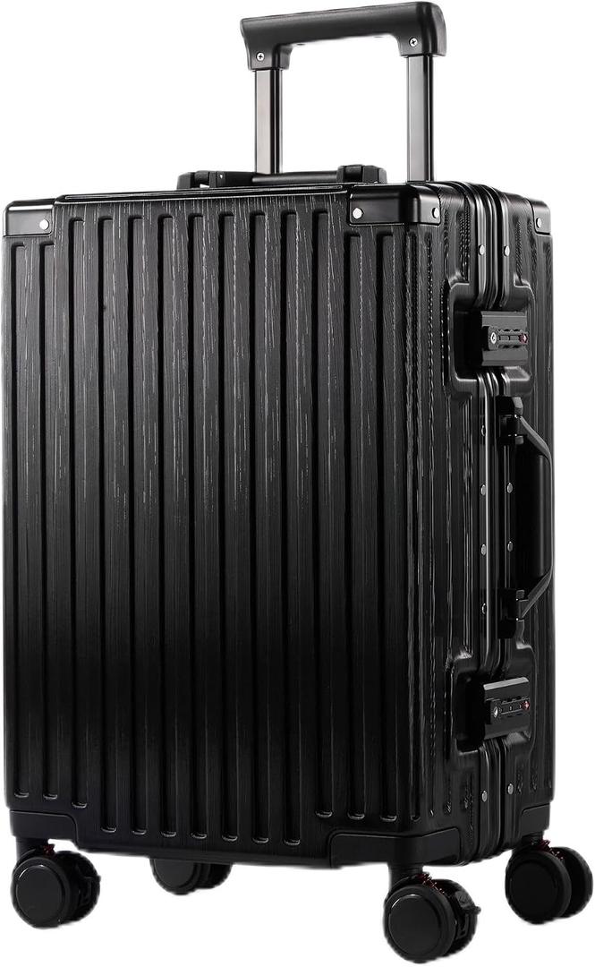 UrbanExporer 24 Inch Check In Hardside Zipperless Luggage with TSA Locks – Aluminum Frame Suitcase with Spinner Wheels, Cup Holder, Lightweight Travel Luggage for Business & Leisure Trips, Black
